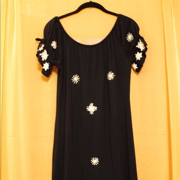Embroidered Navy Blue Dress - Picture 5 of 7